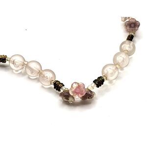 Miriam Haskell Clear Beaded Floral Choker Collar Necklace 17in